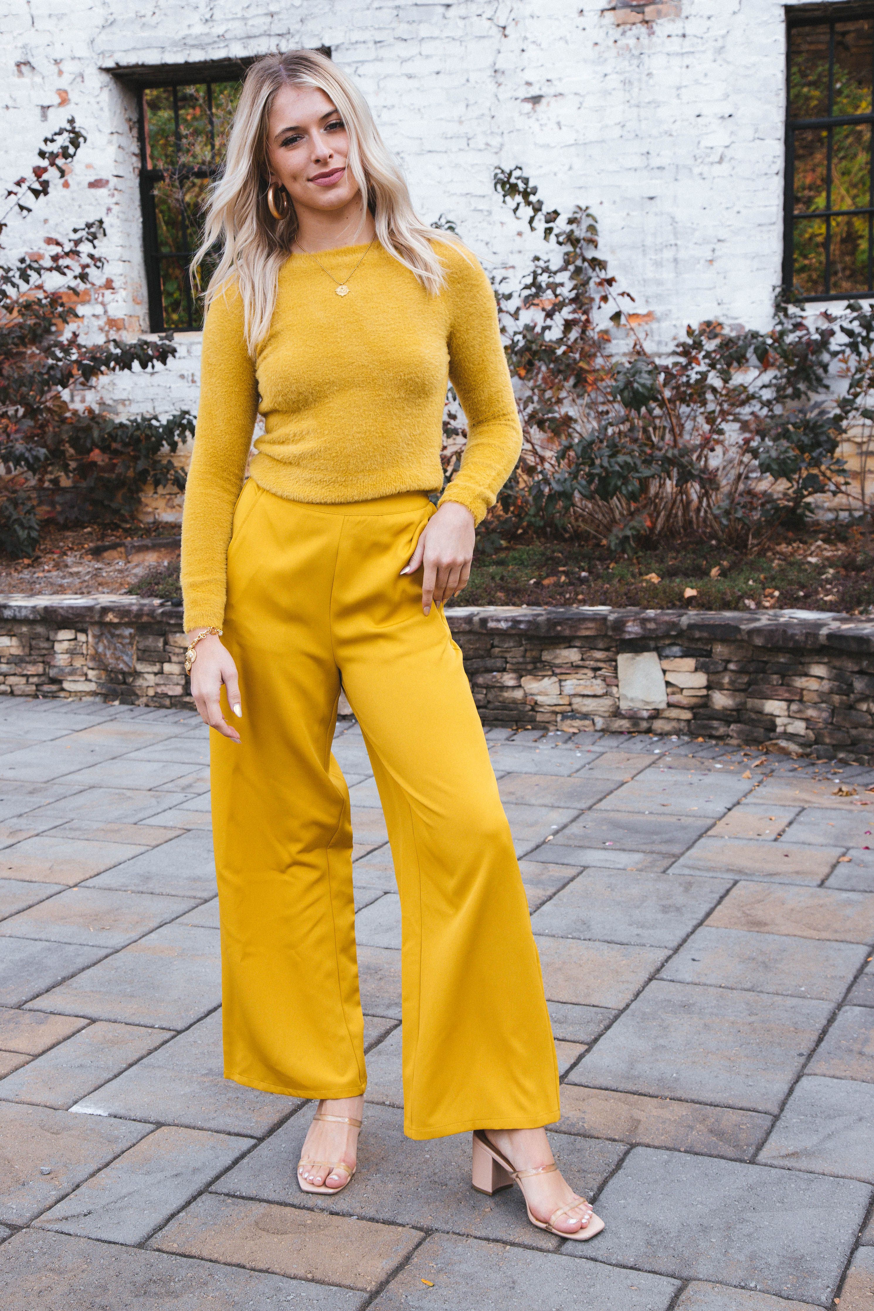Carrey Wide Leg Pants, Chartreuse | Sadie & Sage sold by North & Main Clothing Company product image thumbnail 5