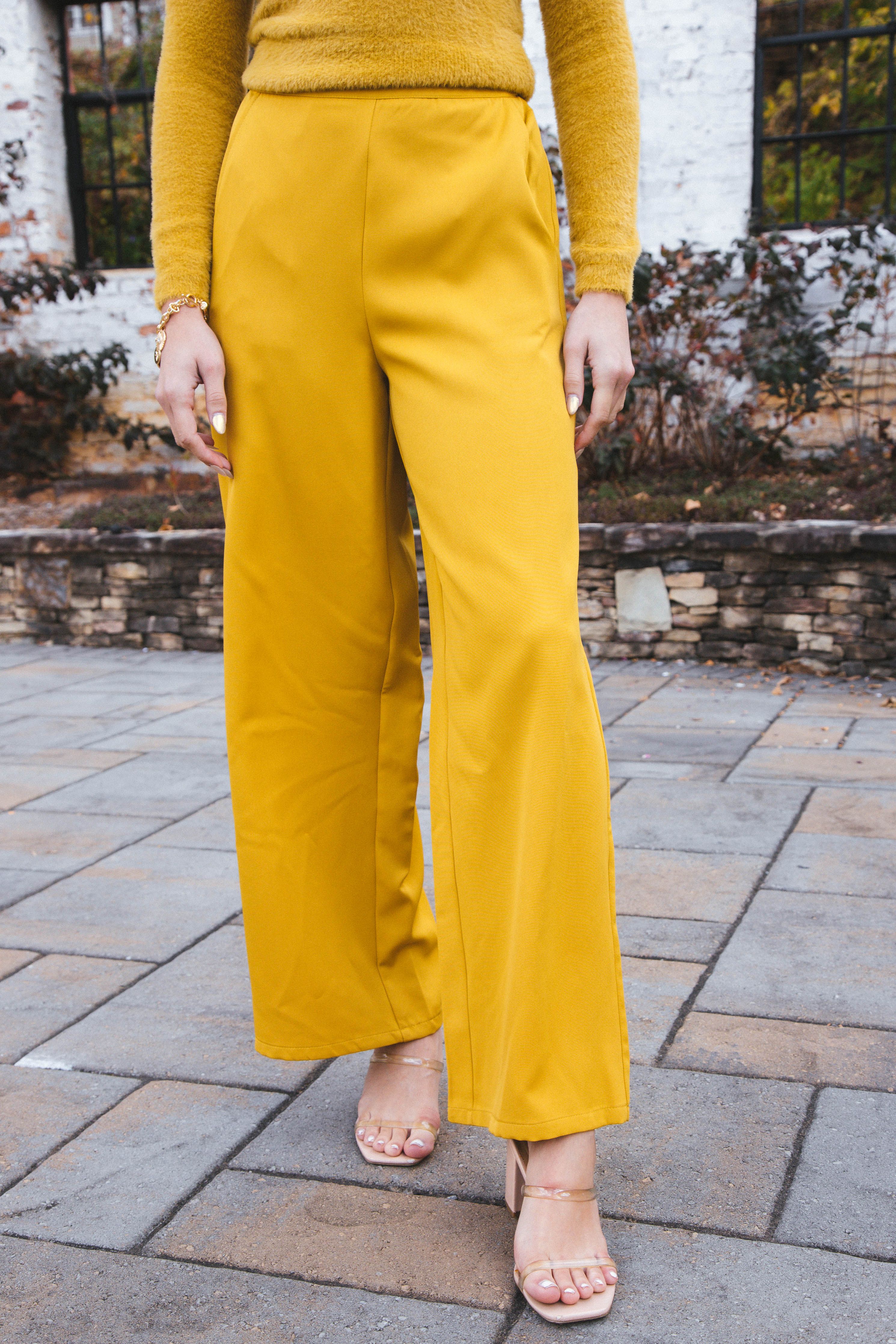 Carrey Wide Leg Pants, Chartreuse | Sadie & Sage sold by North & Main Clothing Company product image thumbnail 2