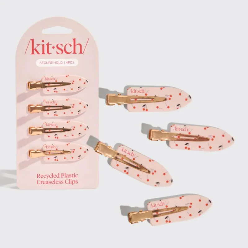 Recycled Plastic Creaseless Clip Set, Cherry Print | Kitsch sold by North & Main Clothing Company