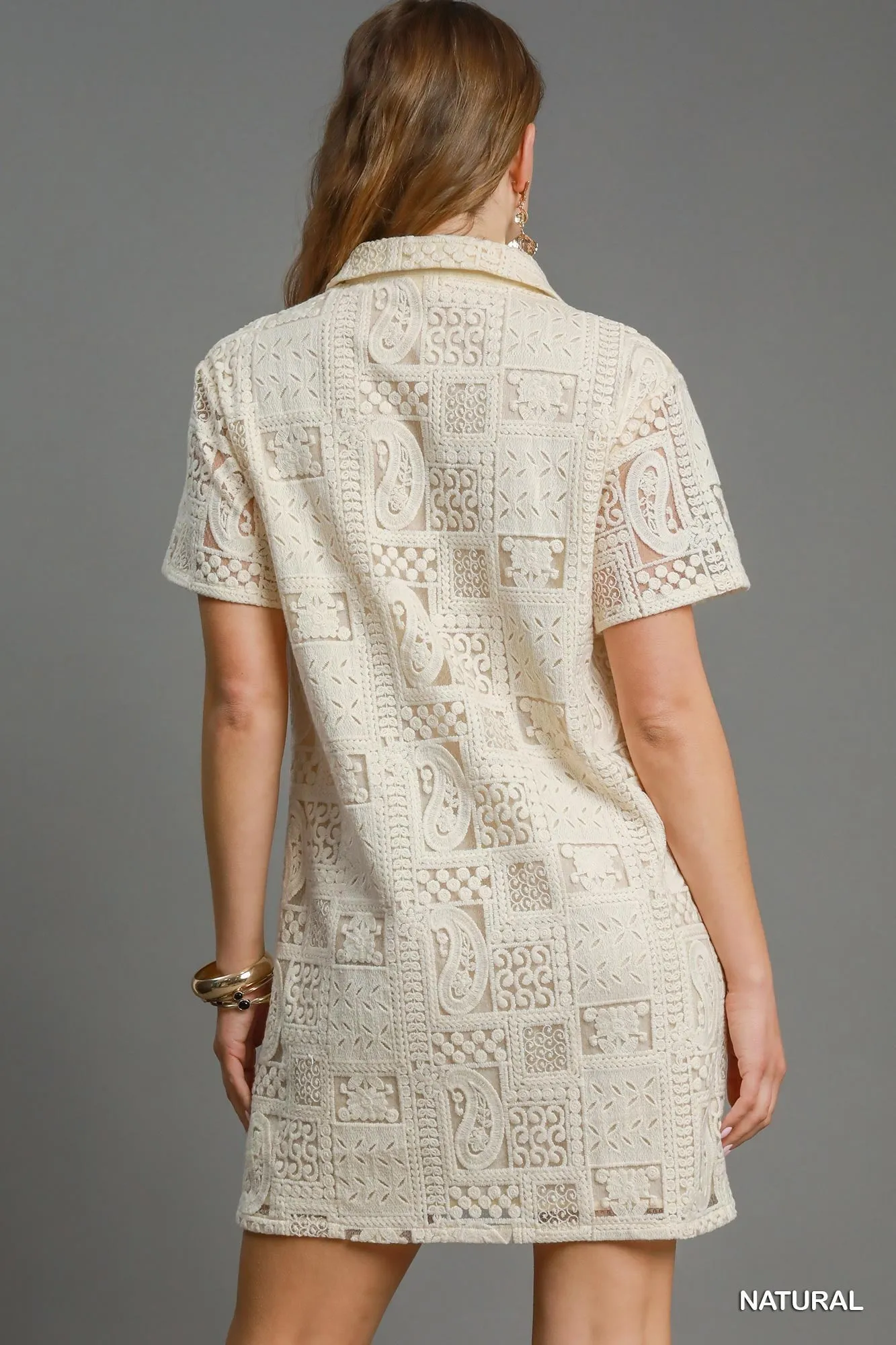 Emmeline Lace Button Down Dress, Natural sold by North & Main Clothing Company product image thumbnail 3