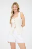 Isabela Linen Split Hem Vest, Natural sold by North & Main Clothing Company