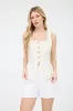 Isabela Linen Split Hem Vest, Natural sold by North & Main Clothing Company