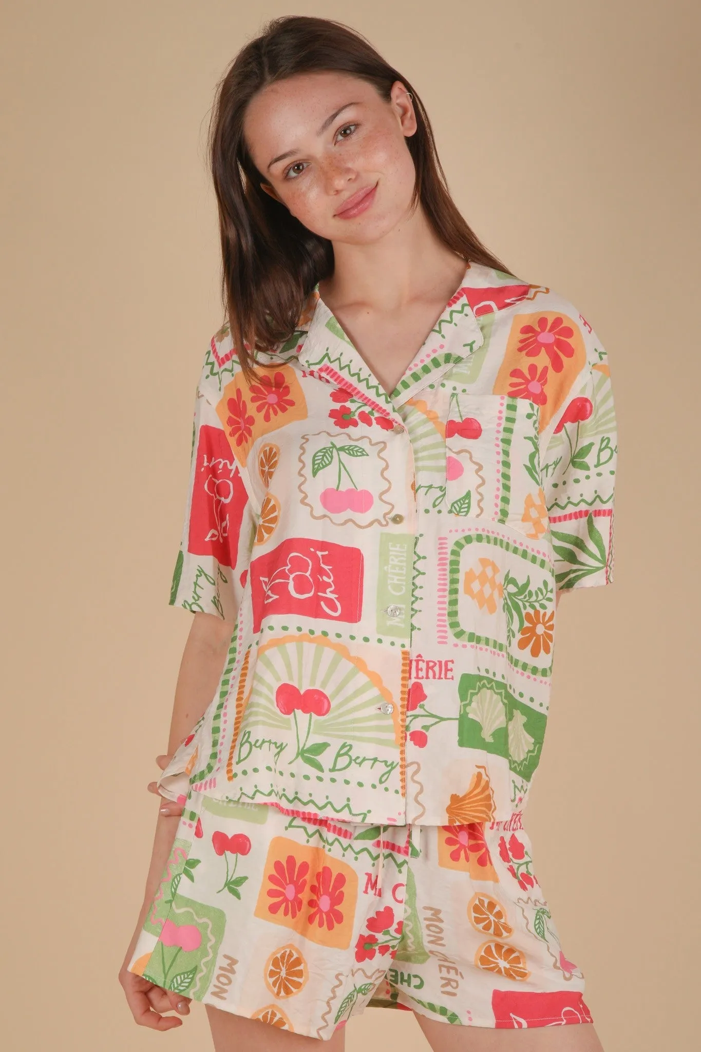 Nia Vacation Print Shirt, Ivory Mix sold by North & Main Clothing Company