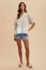 Kelsey Mix Media Check Textured Top, Oatmeal sold by North & Main Clothing Company