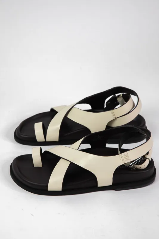 Anya Criss Cross Footbed Sandal, Ecru | Free People sold by North & Main Clothing Company