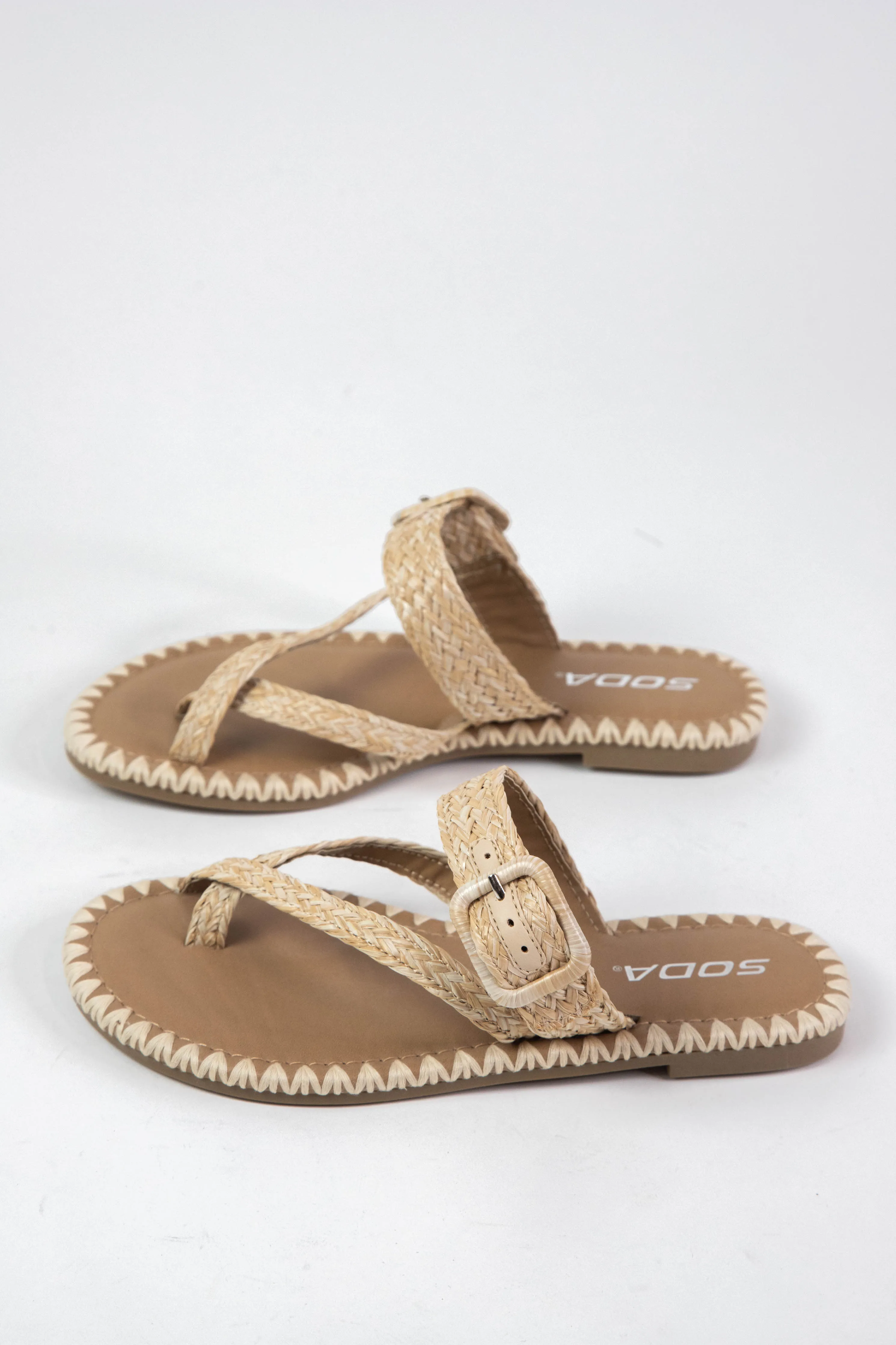 Adele Raffia Slide On Sandal, Natural Raffia sold by North & Main Clothing Company