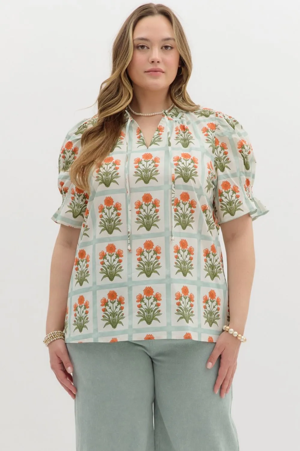 Liv Floral Ruffle Finish Top, Orange | Extended Sizes sold by North & Main Clothing Company