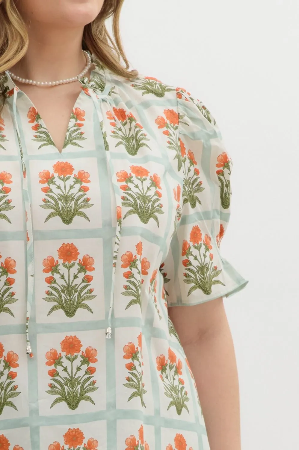 Liv Floral Ruffle Finish Top, Orange | Extended Sizes sold by North & Main Clothing Company product image thumbnail 3