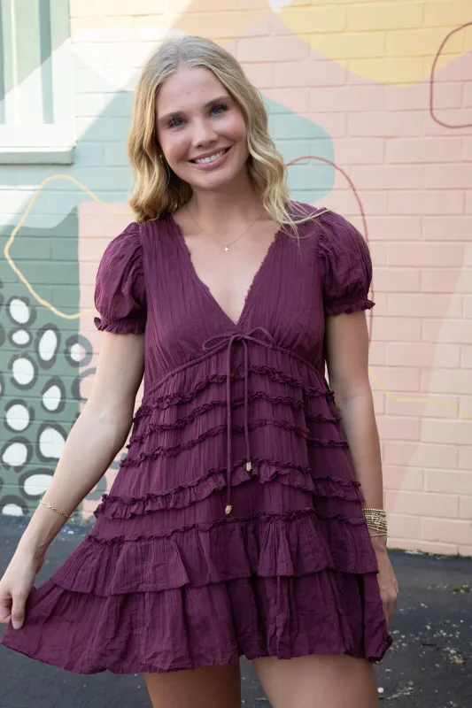 Darcy Mini Dress, Maroon | Free People sold by North & Main Clothing Company