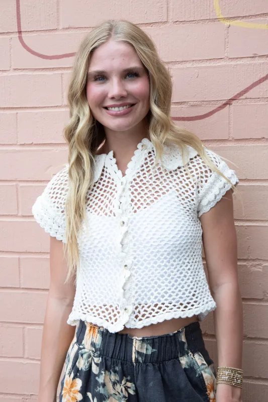 Lily Crochet Top, Coconut Milk | Free People sold by North & Main Clothing Company