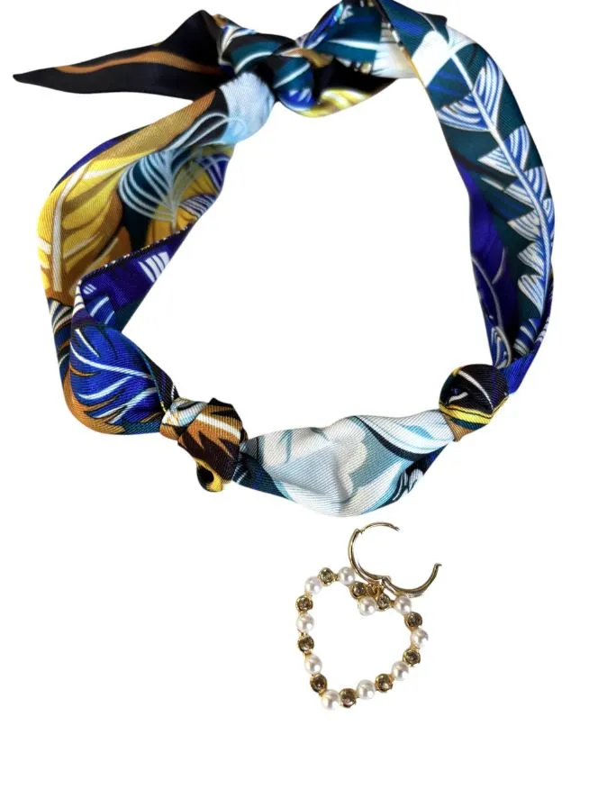 Indigo Pearl Heart Scarf Necklace, Blue | Nora James Jewelry sold by North & Main Clothing Company product image thumbnail 3