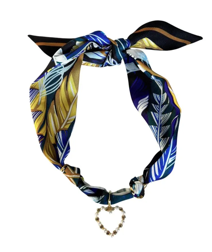 Indigo Pearl Heart Scarf Necklace, Blue | Nora James Jewelry sold by North & Main Clothing Company