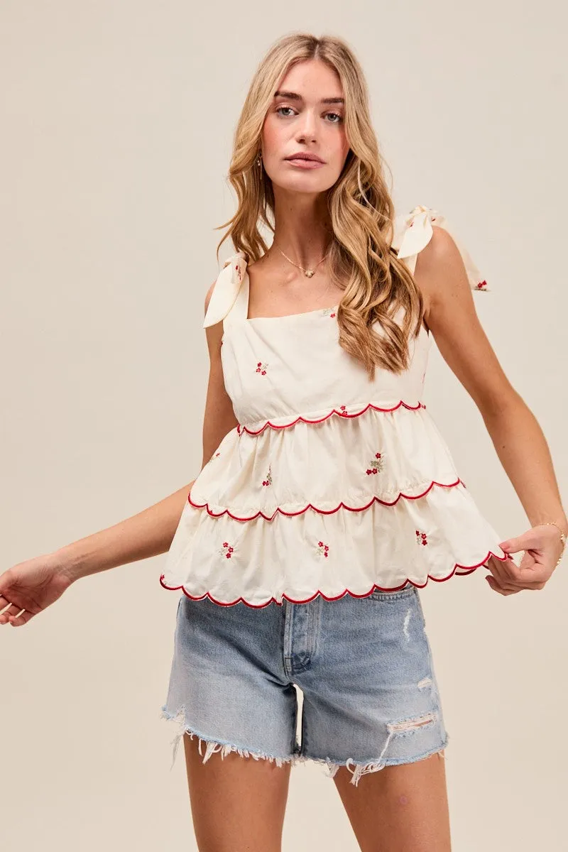 Abigail Embroidered Two Way Top, Cream sold by North & Main Clothing Company product image thumbnail 2
