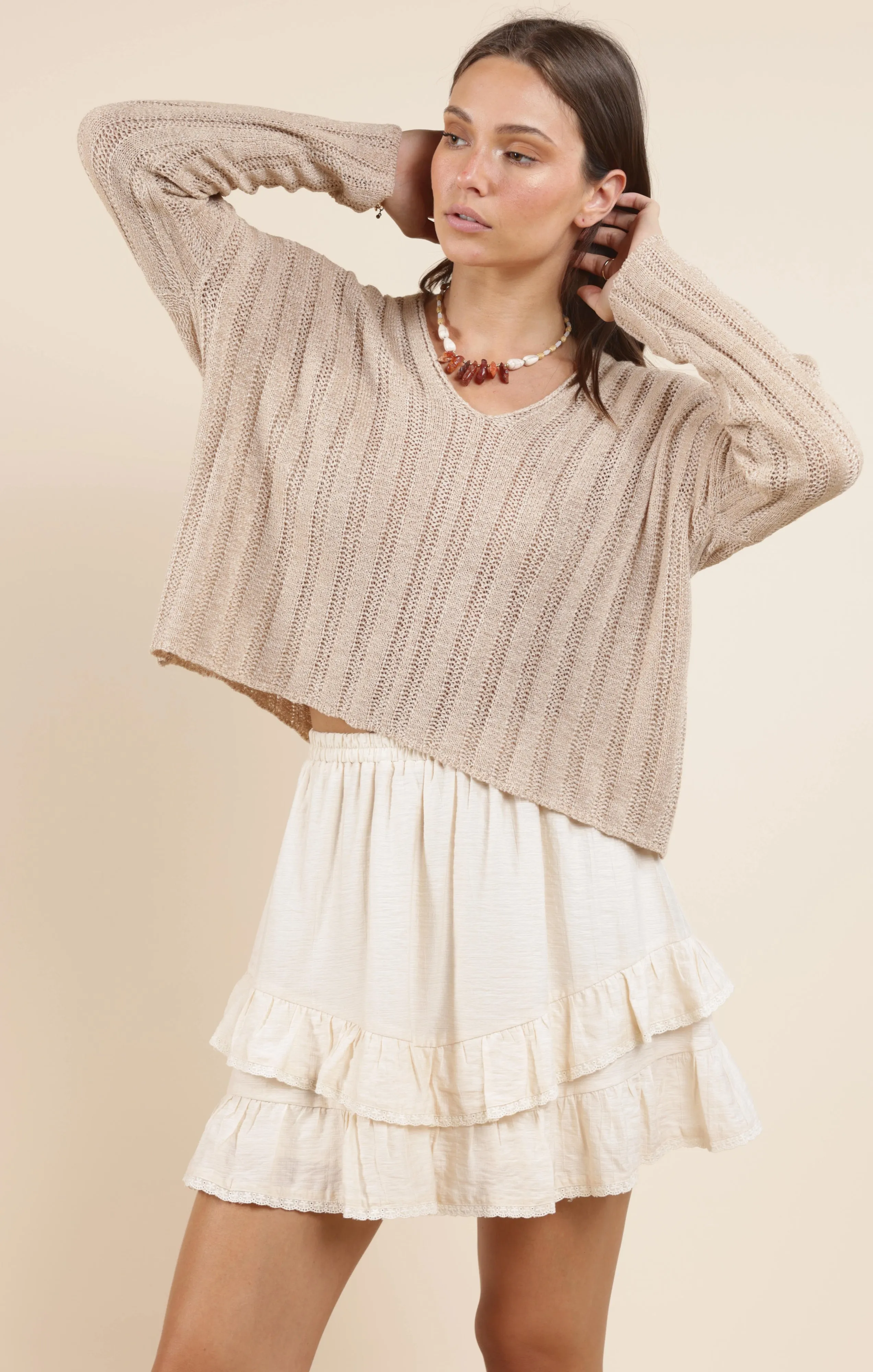 Devon Wide Rib Knit Sweater, Taupe | Sadie & Sage sold by North & Main Clothing Company