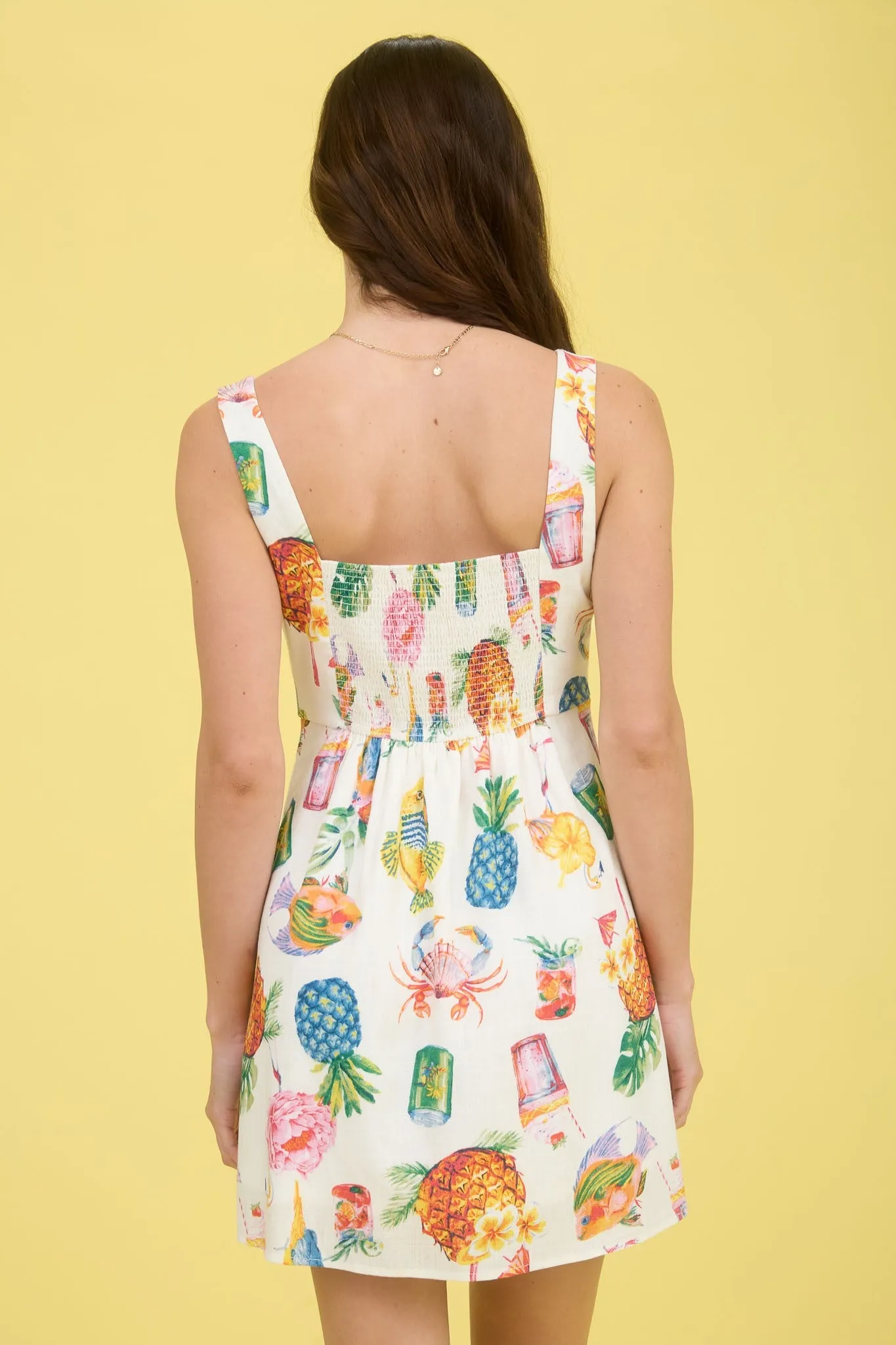 Mia Summer Printed Linen Mini Dress, Ivory Multi sold by North & Main Clothing Company product image thumbnail 5