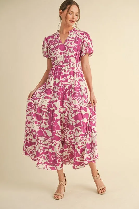 Iris Printed Maxi Dress, Magenta sold by North & Main Clothing Company