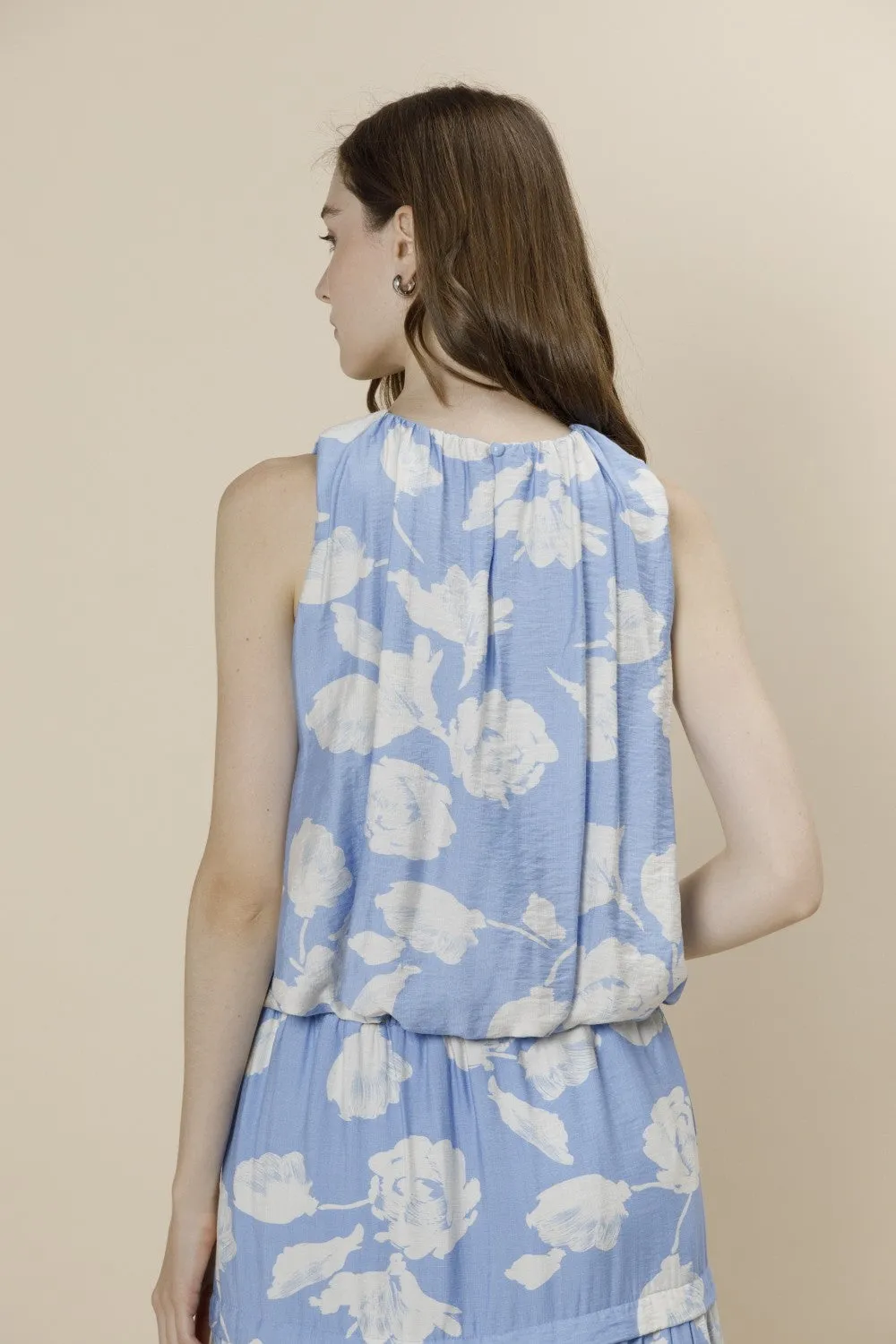 Bailee Floral Bubble Crop Top, Light Blue sold by North & Main Clothing Company product image thumbnail 5