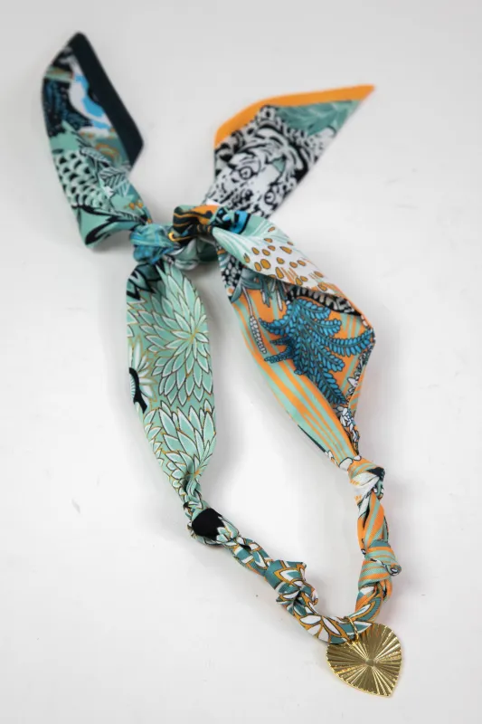 Calypso Halo Heart Scarf Necklace, Sage/Gold | Nora James Jewelry sold by North & Main Clothing Company