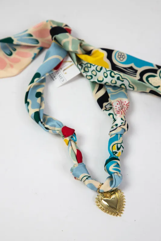 Nantucket Sunburst Heart Scarf Necklace, Blue Multi | Nora James Jewelry sold by North & Main Clothing Company