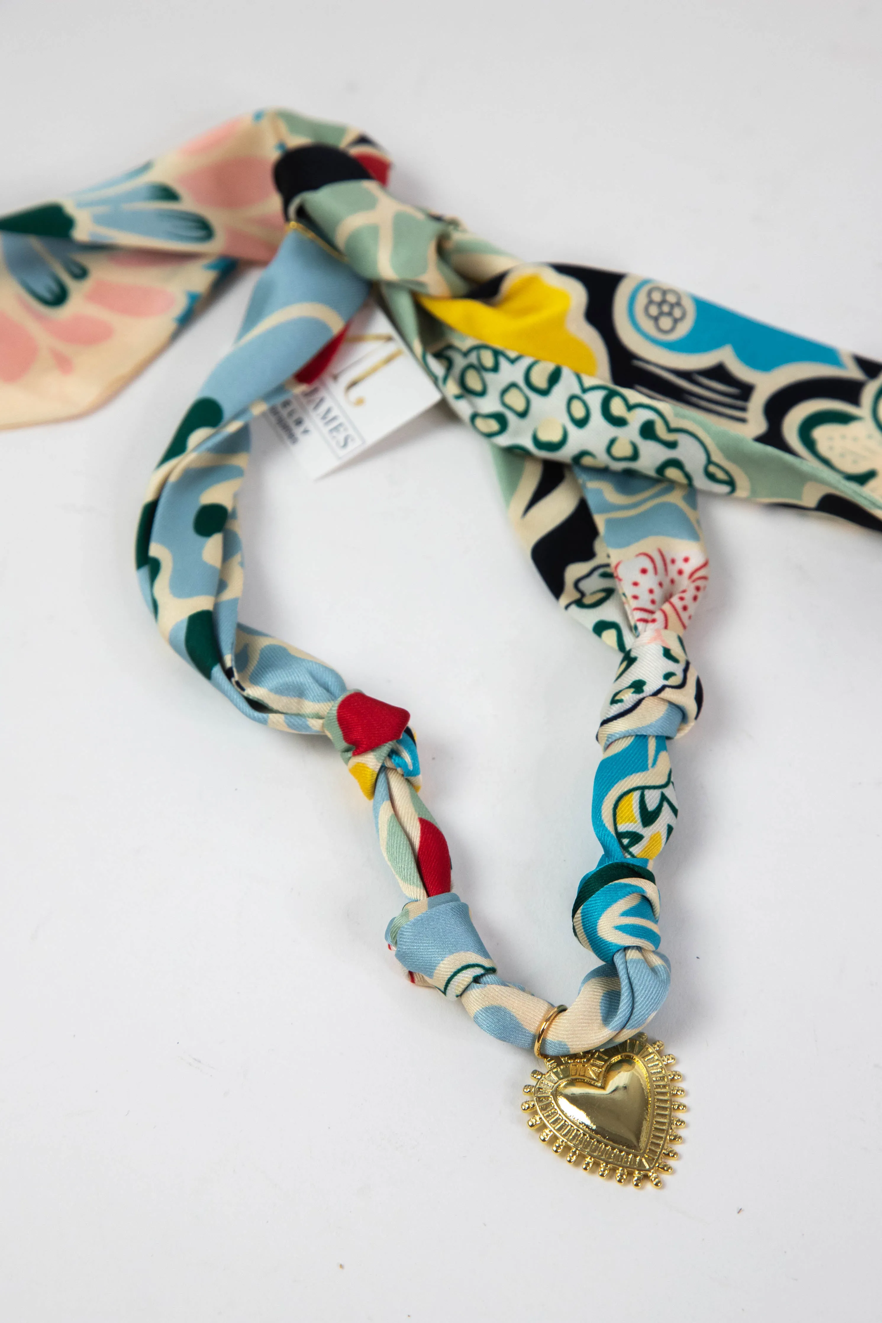 Nantucket Sunburst Heart Scarf Necklace, Blue Multi | Nora James Jewelry sold by North & Main Clothing Company