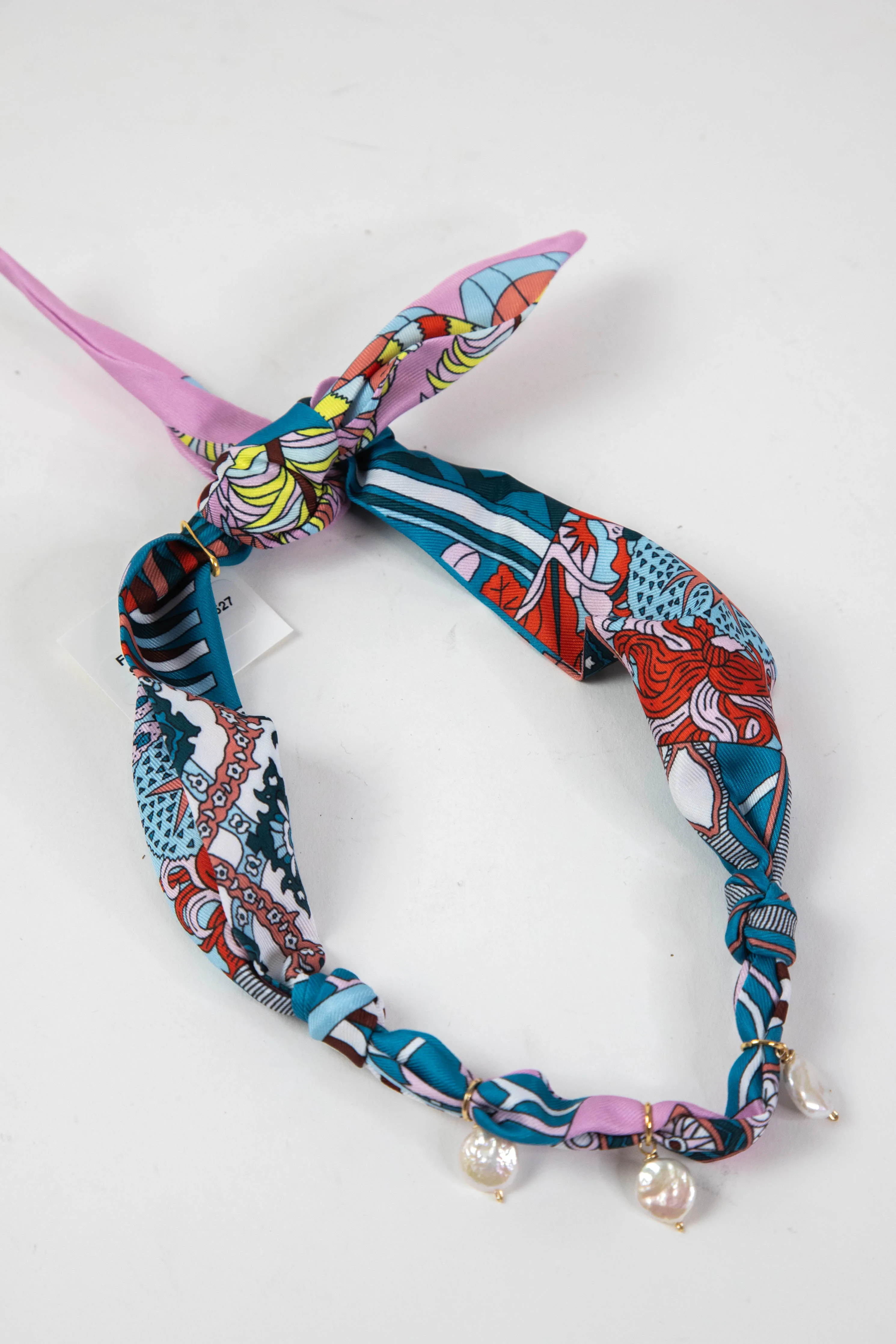 Rowan Triple Pearl Scarf Necklace, Blue/Pink | Nora James Jewelry sold by North & Main Clothing Company