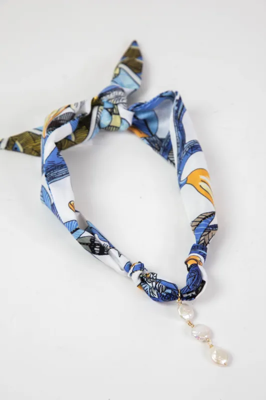 Haven Vertical Pearl Scarf Necklace, Blue/White | Nora James Jewelry sold by North & Main Clothing Company