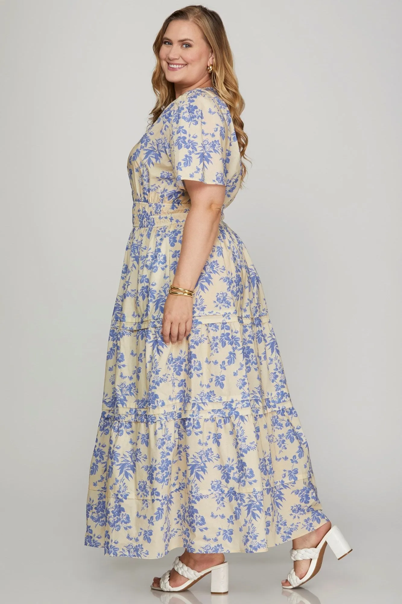 Gemma Tiered Floral Maxi Dress, Blue | Plus Size sold by North & Main Clothing Company product image thumbnail 4