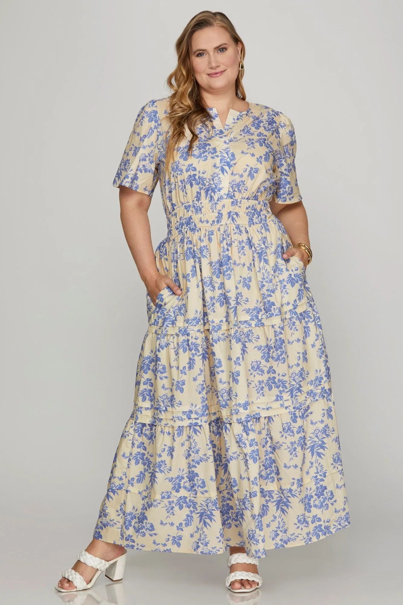 Gemma Tiered Floral Maxi Dress, Blue | Plus Size sold by North & Main Clothing Company