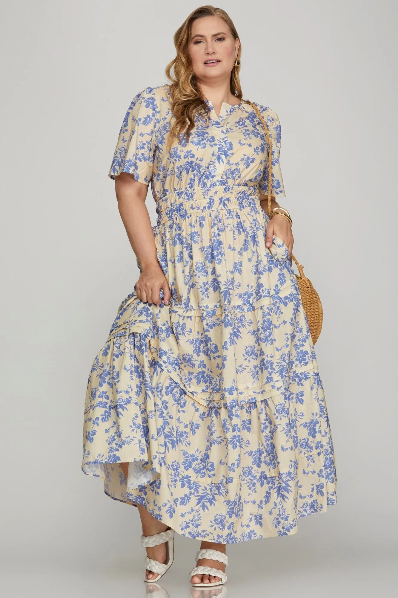 Gemma Tiered Floral Maxi Dress, Blue | Plus Size sold by North & Main Clothing Company product image thumbnail 2