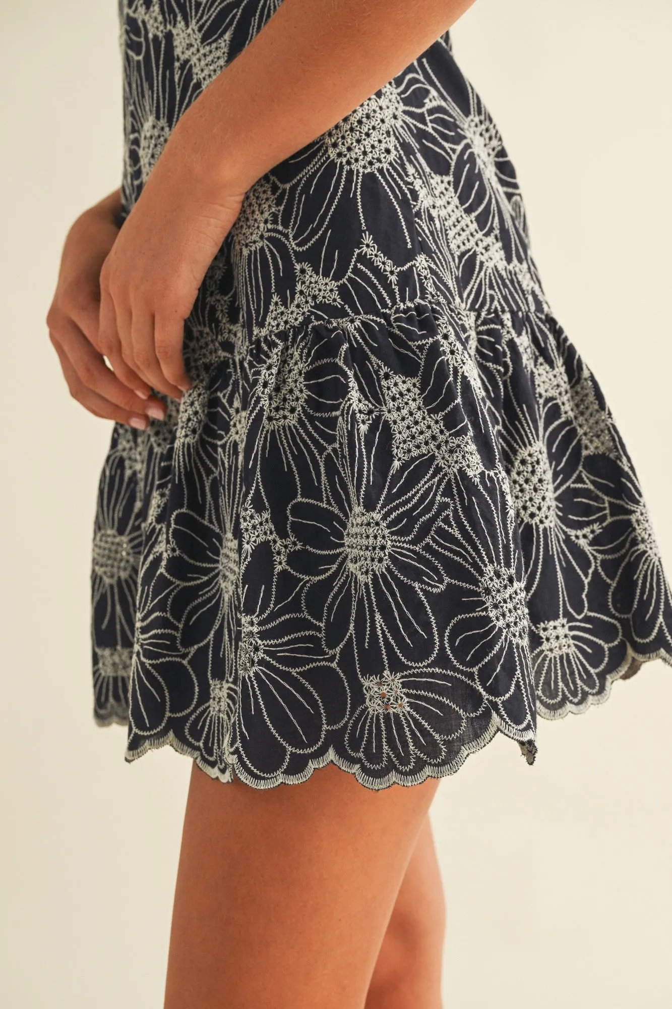 Madelyn Floral Embroidered V-Neck Dress, Midnight sold by North & Main Clothing Company product image thumbnail 4