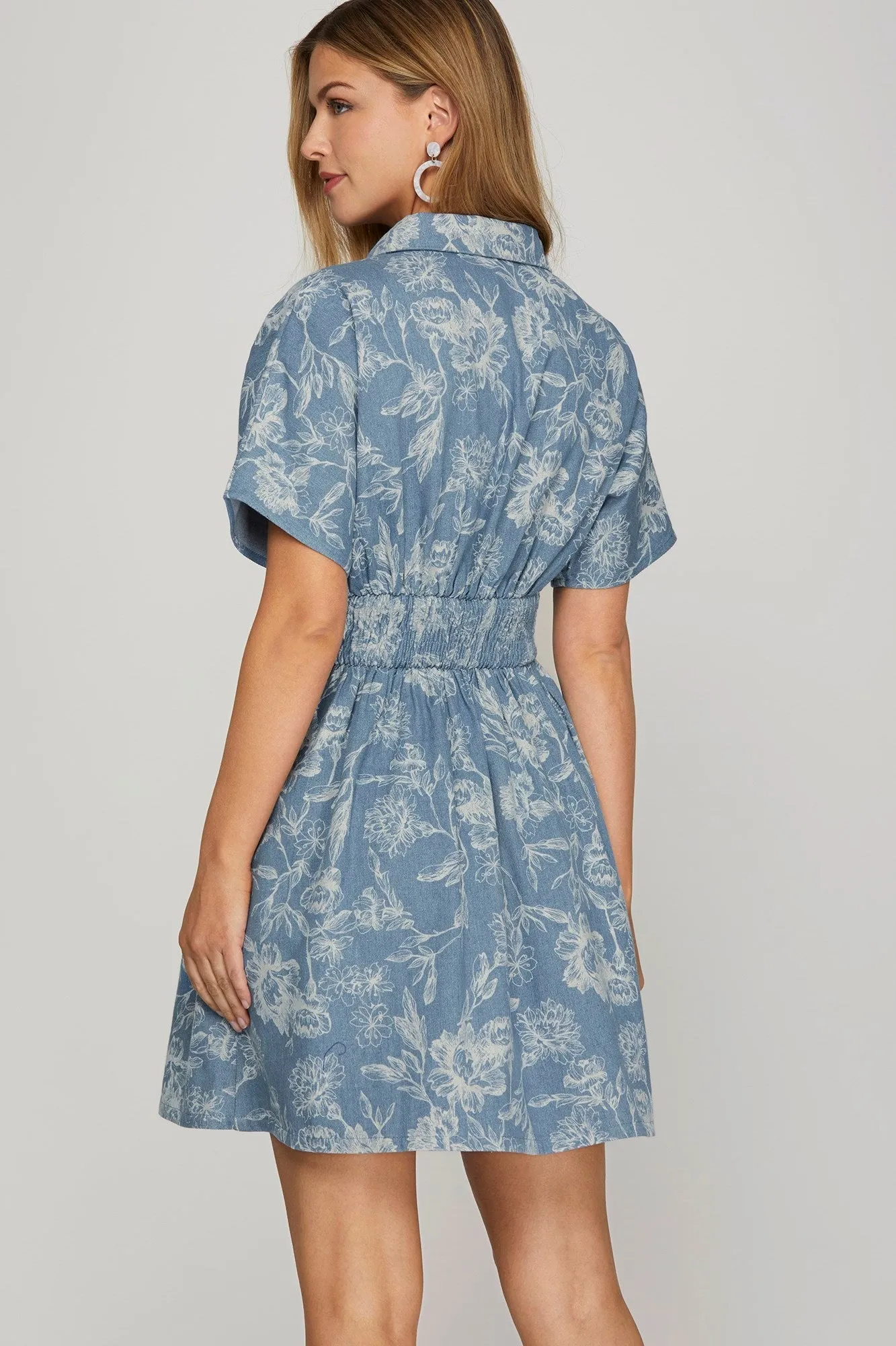 Madeline Washed Floral Denim Dress, Light Blue sold by North & Main Clothing Company product image thumbnail 2