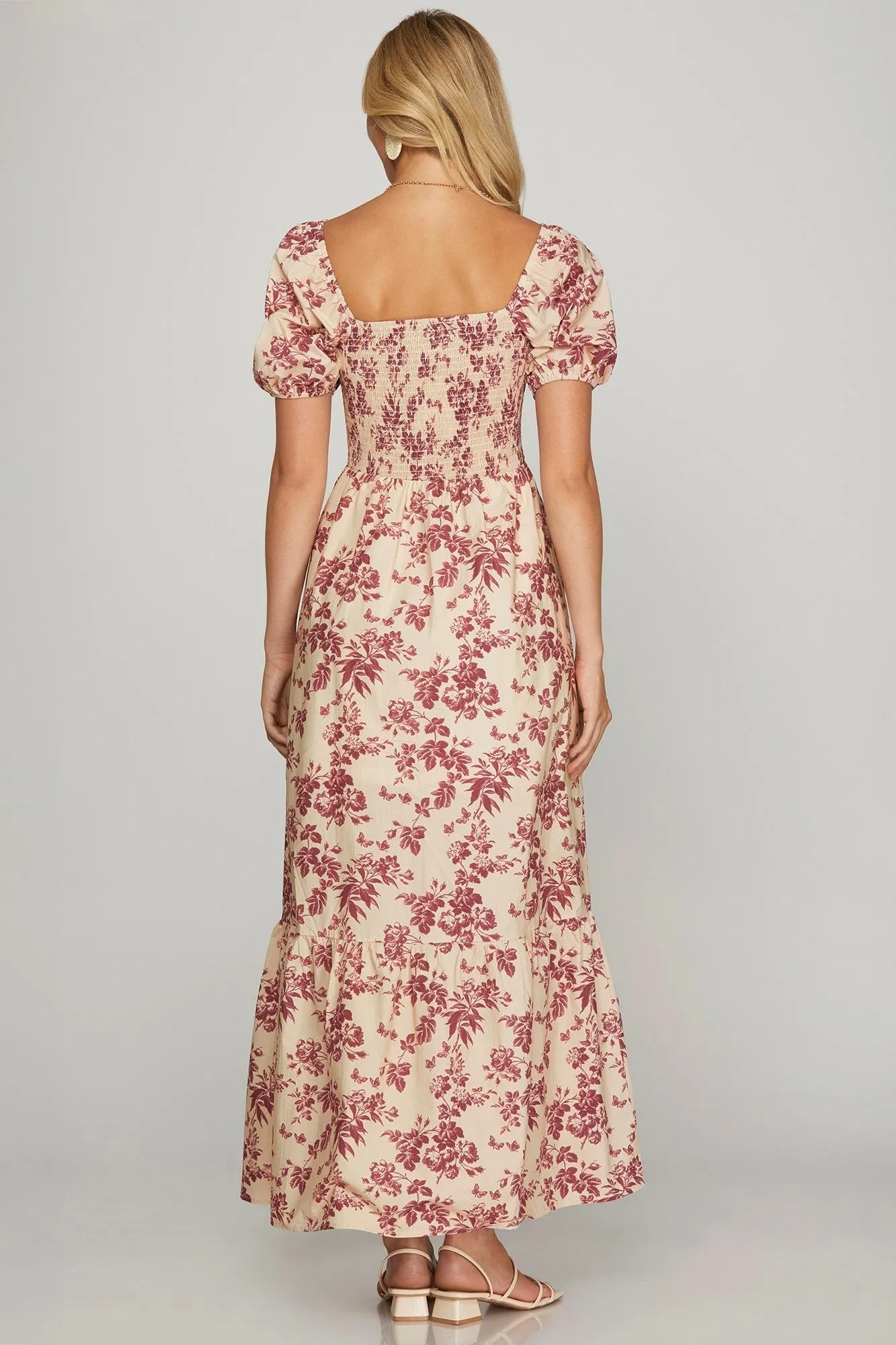 Haven Floral Smoked Maxi Dress, Berry sold by North & Main Clothing Company product image thumbnail 4