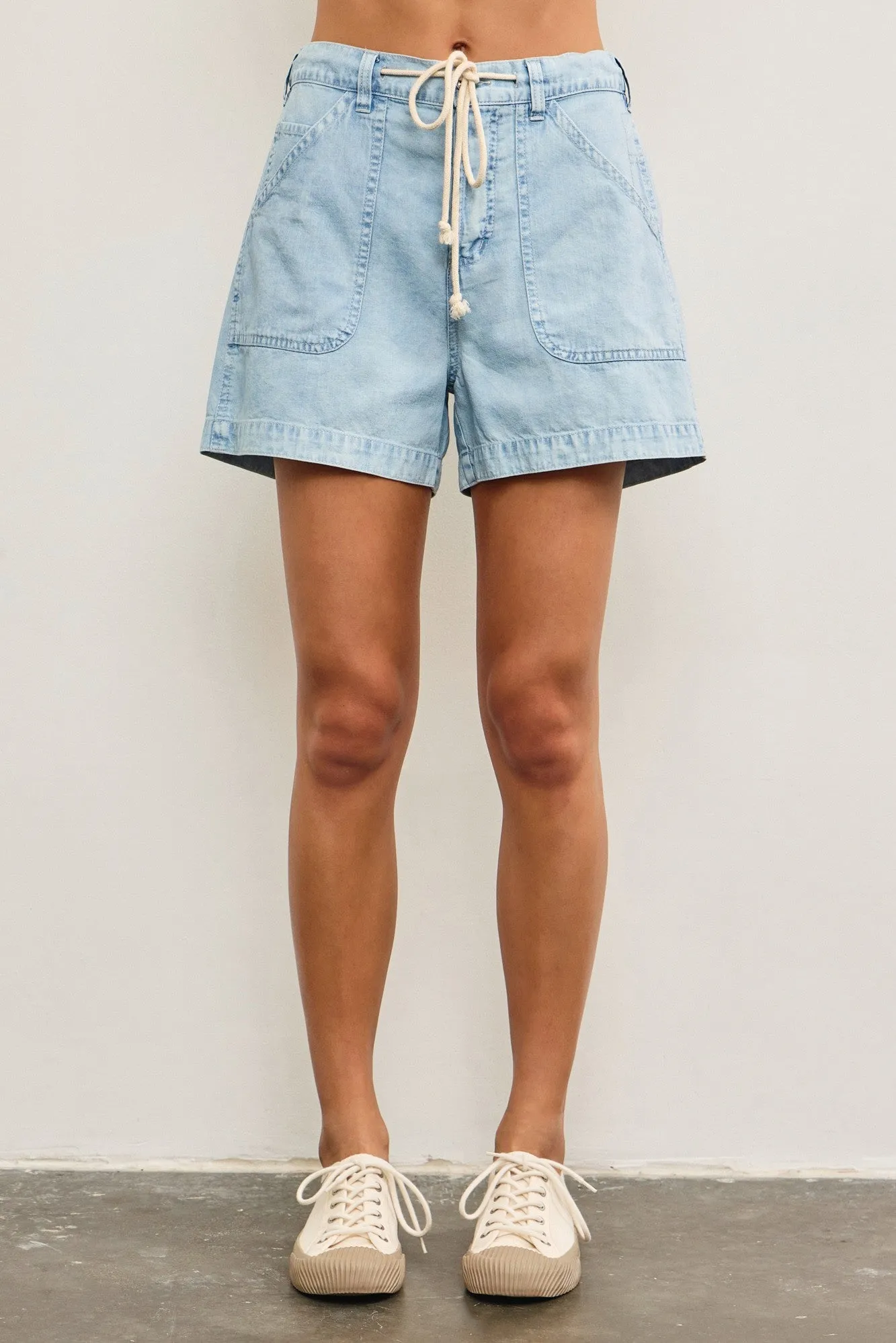 Lainey Relaxed Slouch Denim Shorts, Light Denim sold by North & Main Clothing Company