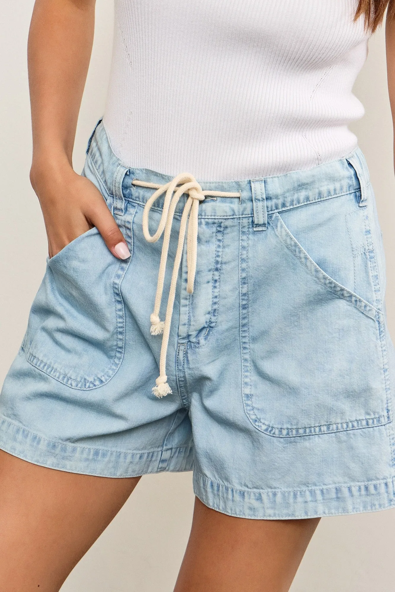 Lainey Relaxed Slouch Denim Shorts, Light Denim sold by North & Main Clothing Company product image thumbnail 5
