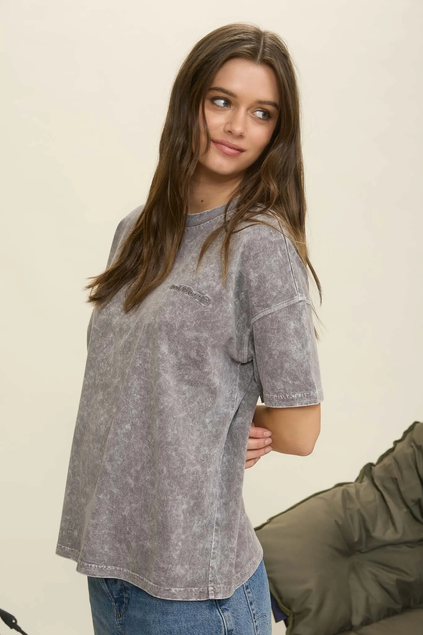 Emory Washed Good Vibes Tee, Charcoal sold by North & Main Clothing Company product image thumbnail 5