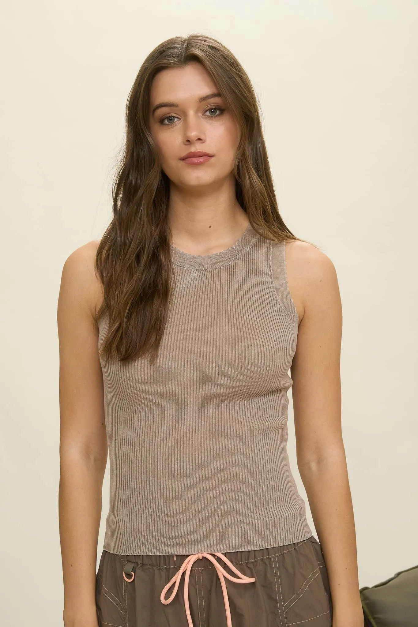 Elowen Washed Ribbed Tank Top, Mocha sold by North & Main Clothing Company product image thumbnail 2