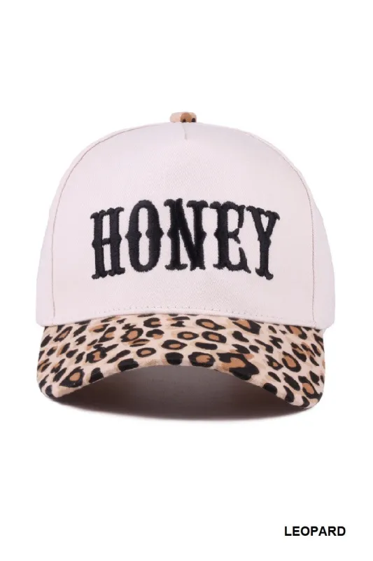 Honey Two-Tone Canvas Cotton Cap, Leopard sold by North & Main Clothing Company