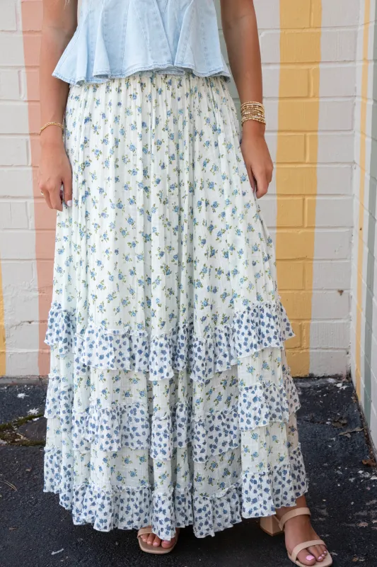 Brynn Printed Maxi Skirt, Ivory Combo-Ditsy | Free People sold by North & Main Clothing Company