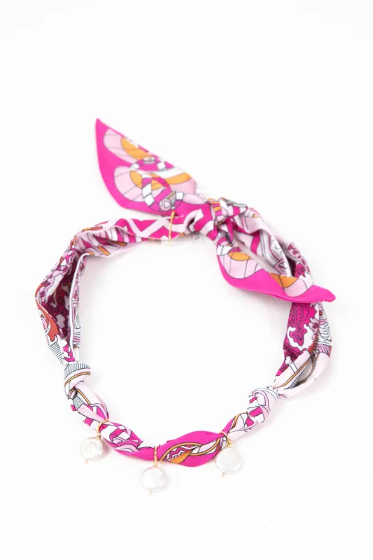 Willow Triple Pearl Scarf Necklace, Magenta | Nora James Jewelry sold by North & Main Clothing Company