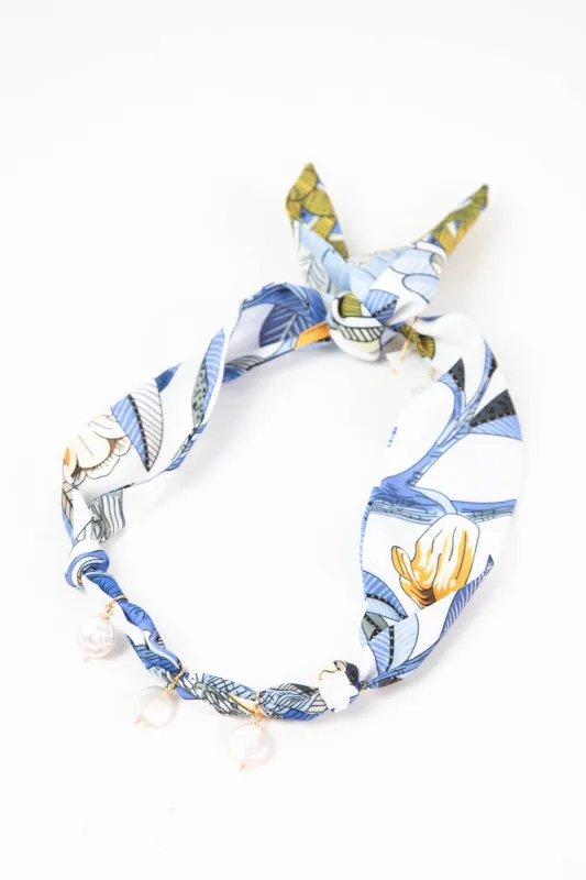 Haven Triple Pearl Scarf Necklace, Blue/White | Nora James Jewelry sold by North & Main Clothing Company