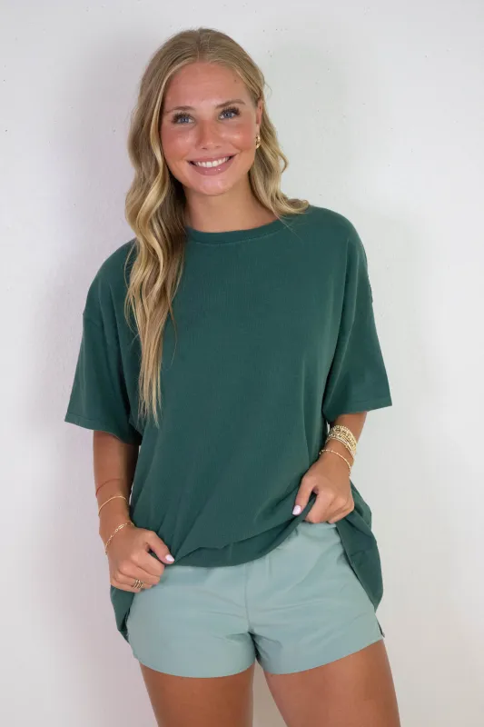 Tenley Oversized Crewneck Tee, Deep Green sold by North & Main Clothing Company
