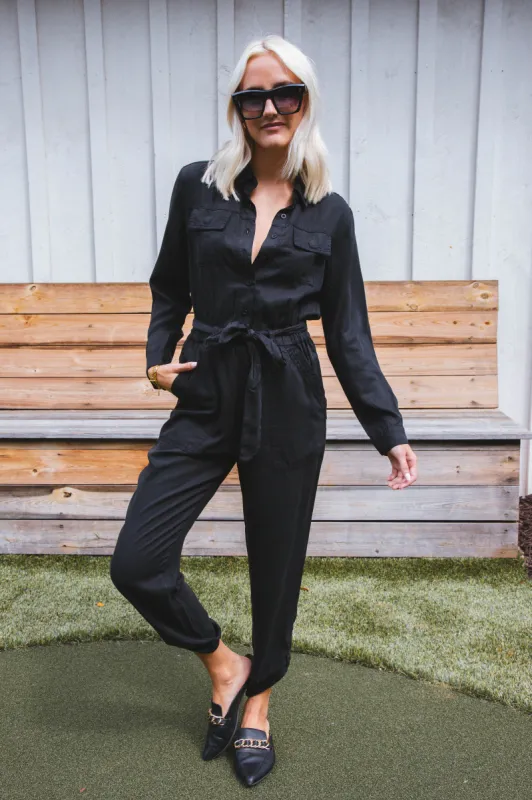 Frenzia Tencel Jumpsuit, Black | Velvet Heart sold by North & Main Clothing Company