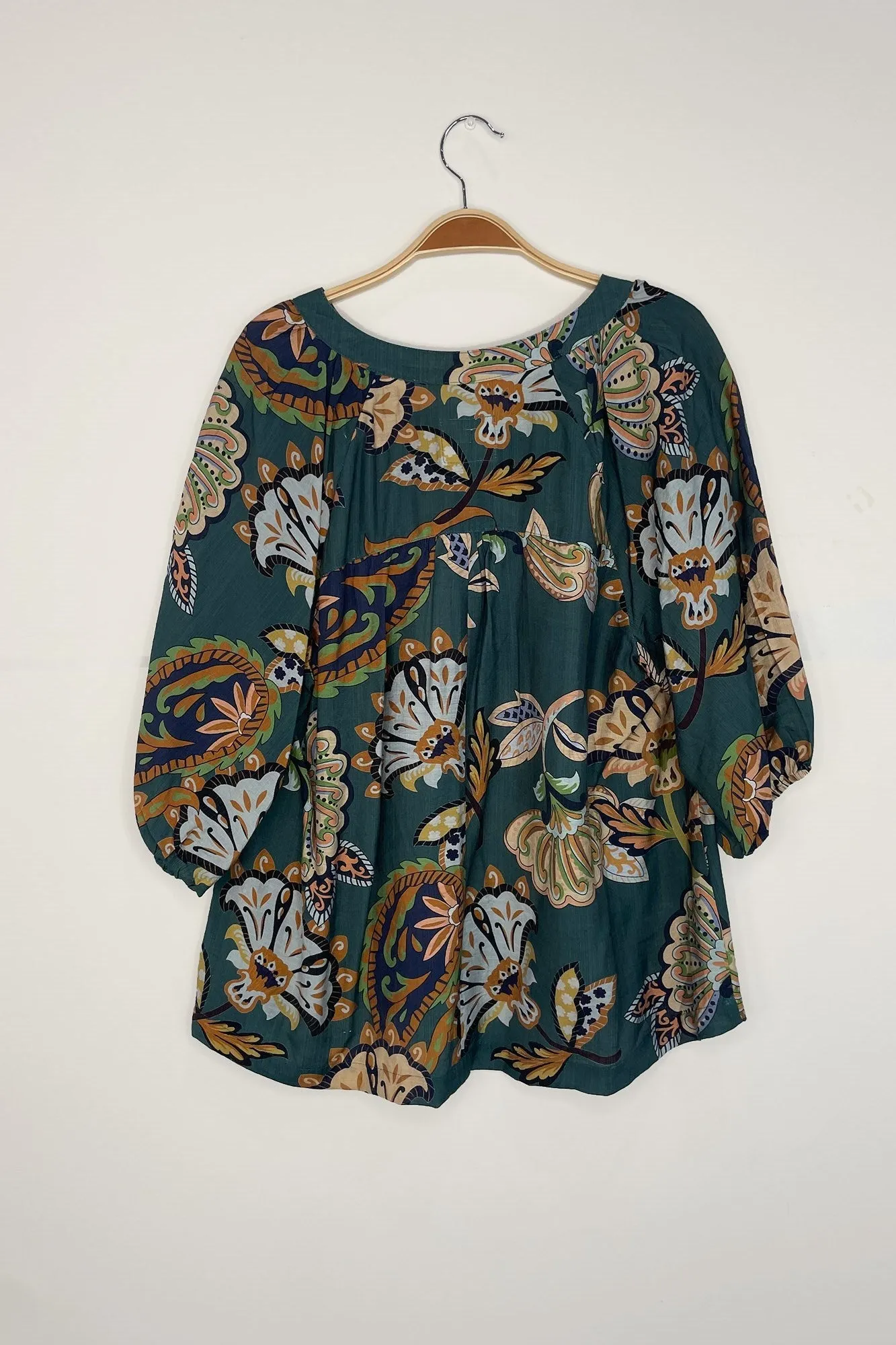 Cecilia Printed Half Sleeve Blouse, Teal | Plus Size sold by North & Main Clothing Company product image thumbnail 2