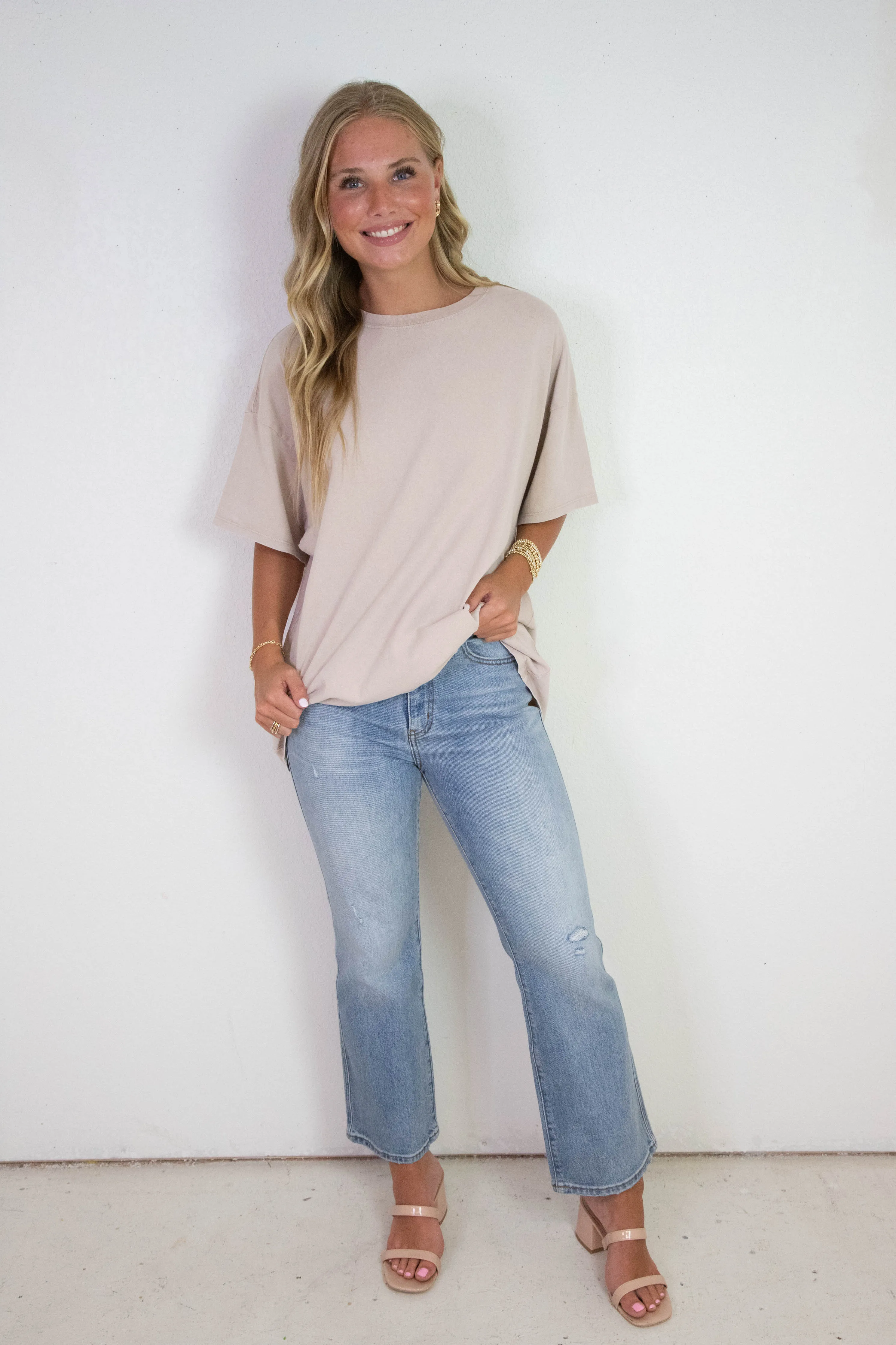 Tenley Oversized Crewneck Tee, Dark Taupe sold by North & Main Clothing Company product image thumbnail 2