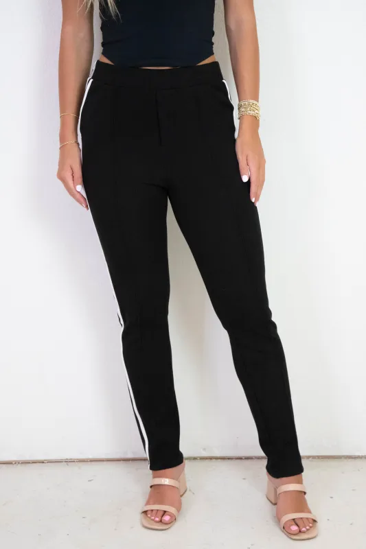 Samara Side Stripe Leggings, Black sold by North & Main Clothing Company