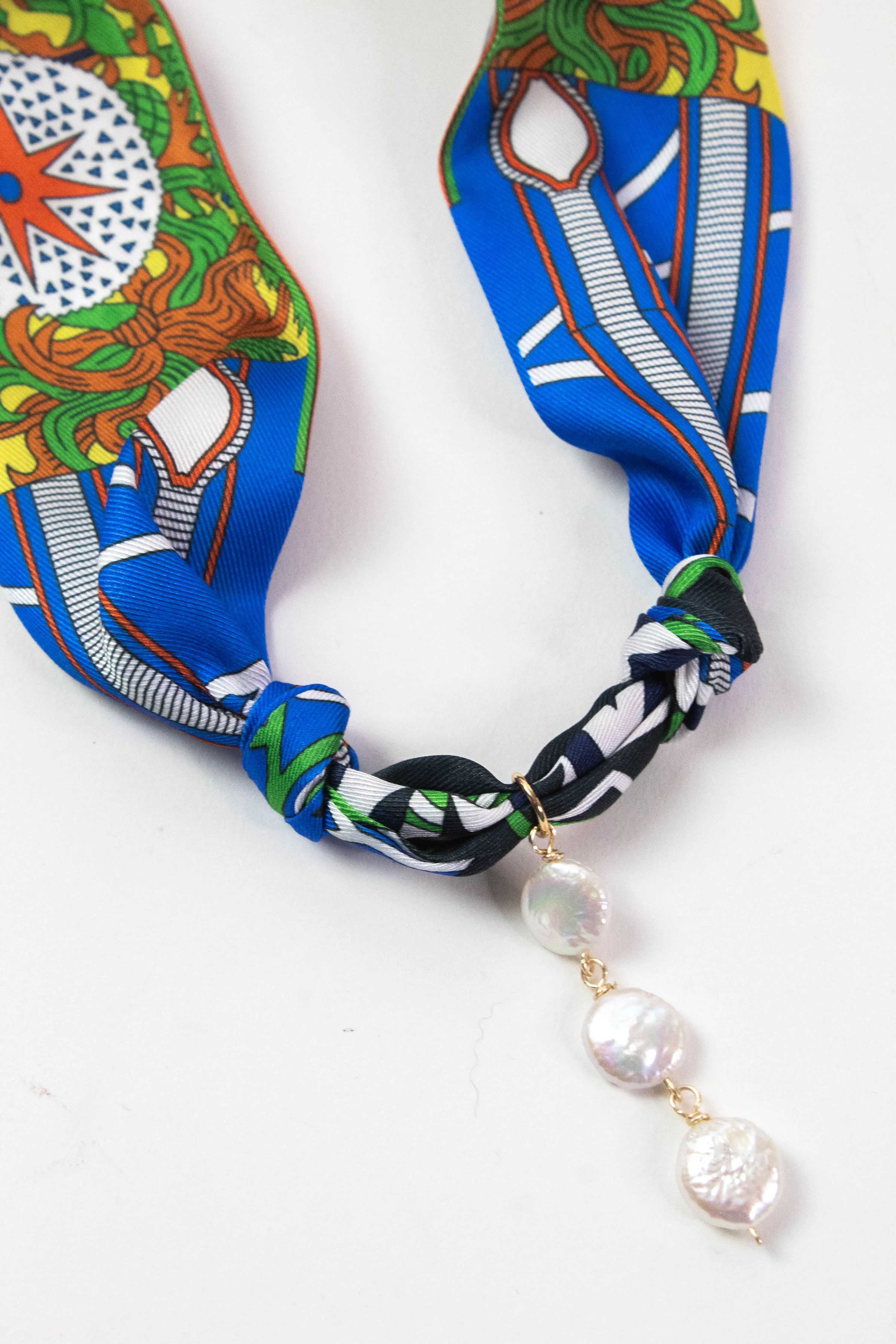 Beckett Vertical Pearl Scarf Necklace, Blue Multi | Nora James Jewelry sold by North & Main Clothing Company product image thumbnail 2