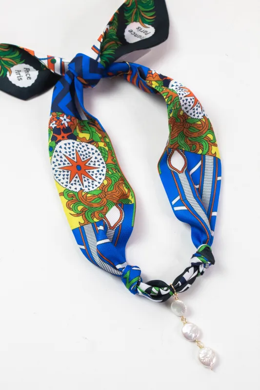 Beckett Vertical Pearl Scarf Necklace, Blue Multi | Nora James Jewelry sold by North & Main Clothing Company