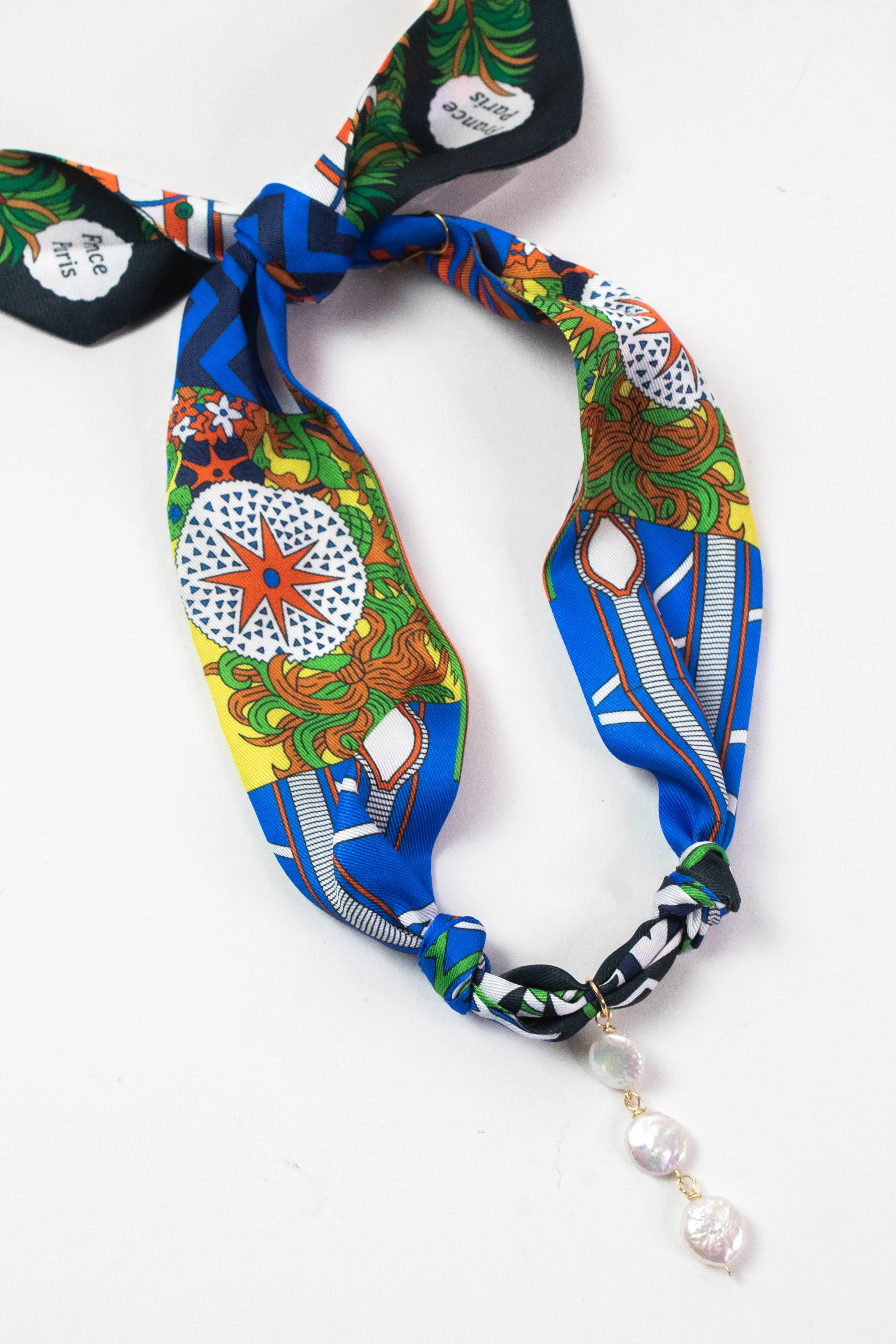 Beckett Vertical Pearl Scarf Necklace, Blue Multi | Nora James Jewelry sold by North & Main Clothing Company