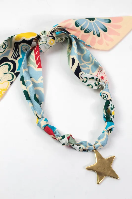 Nantucket Artisan Star Scarf Necklace, Blue/Sage | Nora James Jewelry sold by North & Main Clothing Company