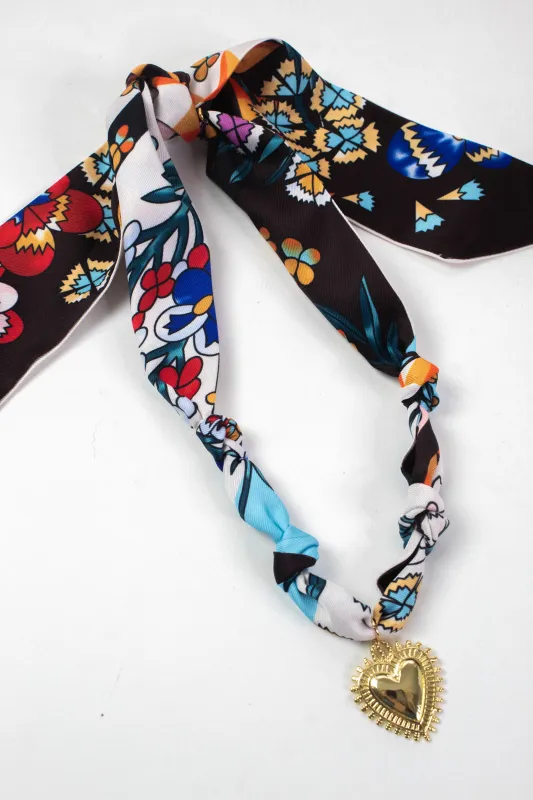 Posie Sunburst Heart Scarf Necklace, Maroon/White | Nora James Jewelry sold by North & Main Clothing Company